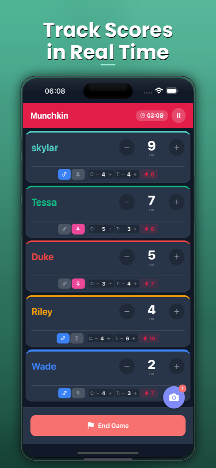 Board Game Now App - Score Tracking